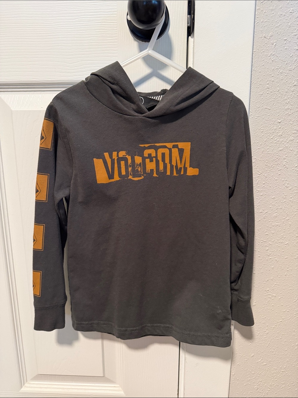 Volcom Kids Olive Green Pullover Hoodie with Orange Logo